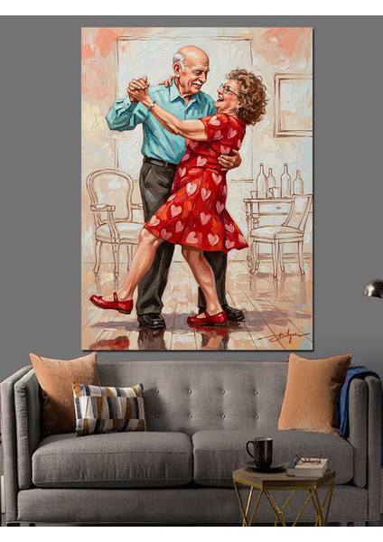 Vintage Dans Eden Çift Dekoratif Kanvas - Mdf Ahşap Tablo fırsatları
