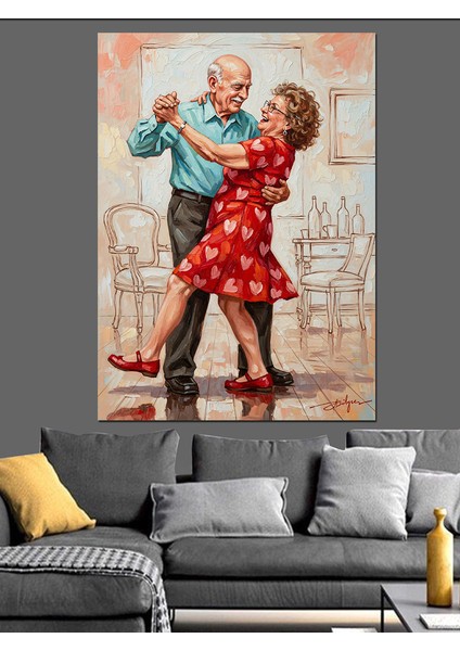 Vintage Dans Eden Çift Dekoratif Kanvas - Mdf Ahşap Tablo indirimleri