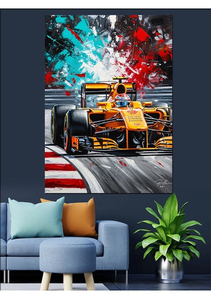 Yüksek Hızlı Araba Yarışı Neon Dekoratif Kanvas - Mdf Ahşap Tablo fiyatları
