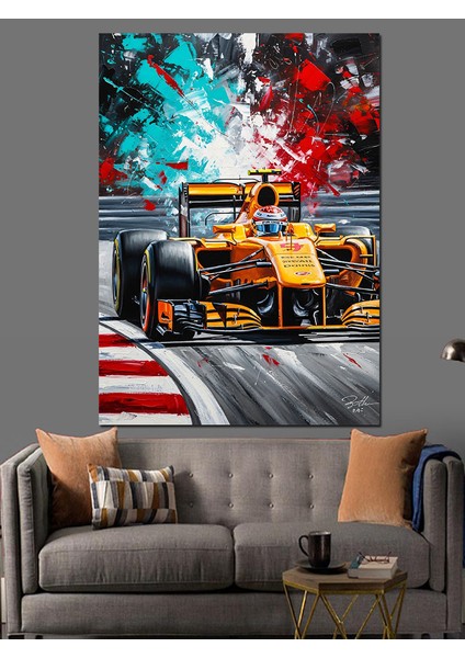Yüksek Hızlı Araba Yarışı Neon Dekoratif Kanvas - Mdf Ahşap Tablo fırsatları