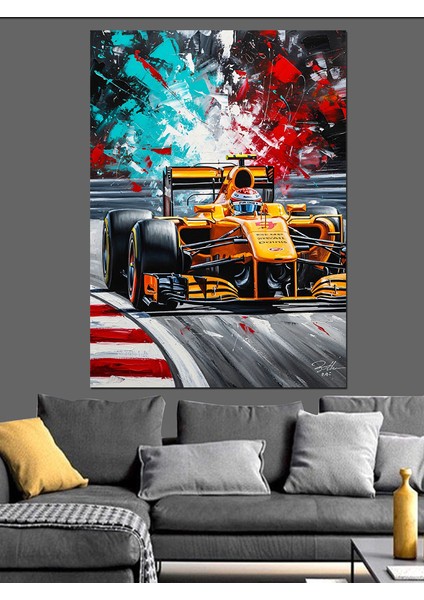 Yüksek Hızlı Araba Yarışı Neon Dekoratif Kanvas - Mdf Ahşap Tablo indirimleri