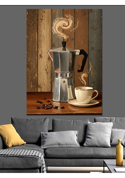 Kahve Demleme V60 Yöntemi Dekoratif Kanvas - Mdf Ahşap Tablo