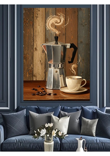 Kahve Demleme V60 Yöntemi Dekoratif Kanvas - Mdf Ahşap Tablo fiyatları