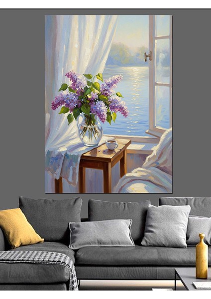 Vazoda Çiçekler Pencere Dekoratif Kanvas - Mdf Ahşap Tablo fiyatları