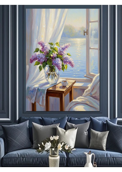 Vazoda Çiçekler Pencere Dekoratif Kanvas - Mdf Ahşap Tablo modelleri