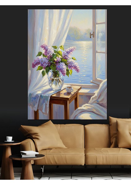 Vazoda Çiçekler Pencere Dekoratif Kanvas - Mdf Ahşap Tablo indirimleri