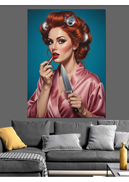 Saç Bigudili Retro Kadın Dekoratif Kanvas - Mdf Ahşap Tablo fırsatları