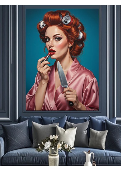 Saç Bigudili Retro Kadın Dekoratif Kanvas - Mdf Ahşap Tablo indirimleri