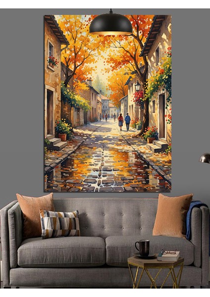 Italya Sokakları Şehir Manzarası Dekoratif Kanvas - Mdf Ahşap Tablo