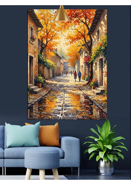 Italya Sokakları Şehir Manzarası Dekoratif Kanvas - Mdf Ahşap Tablo fiyatları