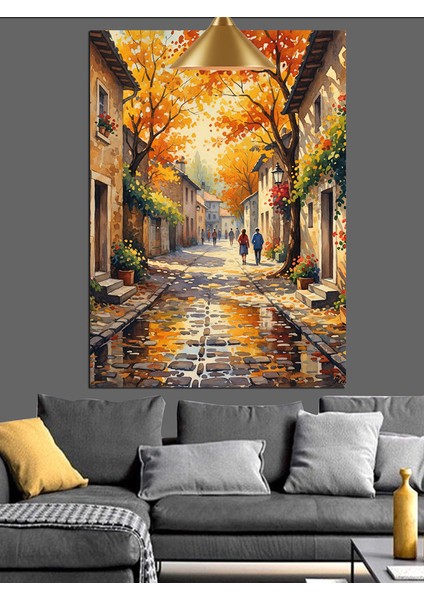 Italya Sokakları Şehir Manzarası Dekoratif Kanvas - Mdf Ahşap Tablo fırsatları