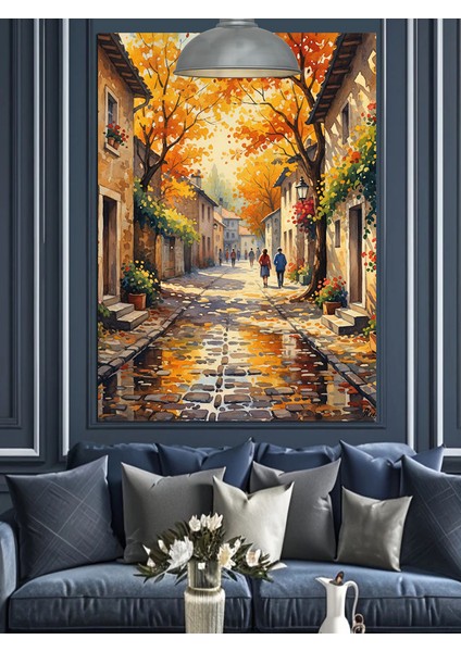 Italya Sokakları Şehir Manzarası Dekoratif Kanvas - Mdf Ahşap Tablo indirimleri