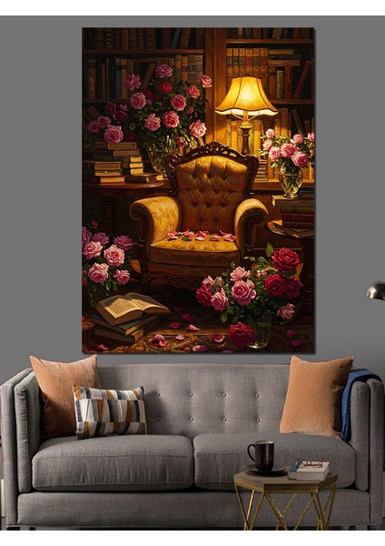 Kırmızı Güller Romantik Oda Dekoratif Kanvas - Mdf Ahşap Tablo