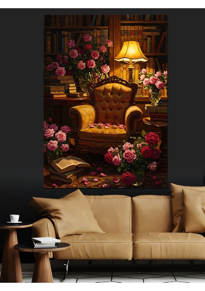 Kırmızı Güller Romantik Oda Dekoratif Kanvas - Mdf Ahşap Tablo indirimleri