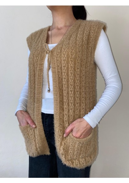 Çift Cepli Bağcıklı Yumoş Yelek modelleri