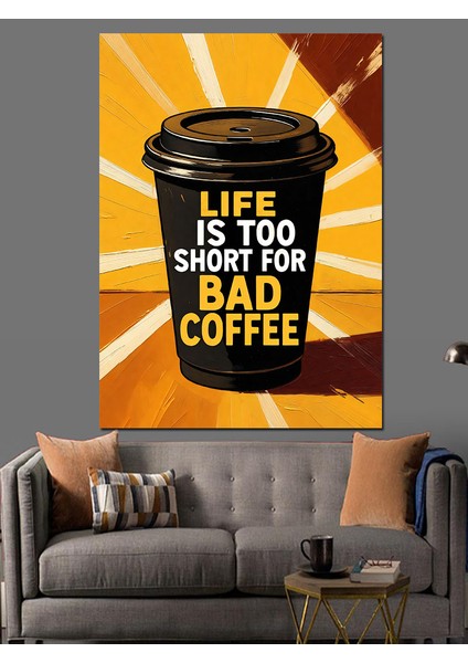 Siyah Kahve Reklam Afişi Dekoratif Kanvas - Mdf Ahşap Tablo fiyatları