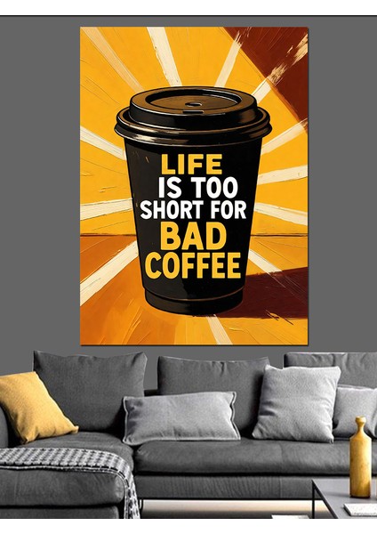 Siyah Kahve Reklam Afişi Dekoratif Kanvas - Mdf Ahşap Tablo modelleri