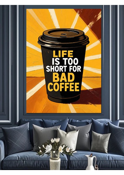 Siyah Kahve Reklam Afişi Dekoratif Kanvas - Mdf Ahşap Tablo fırsatları