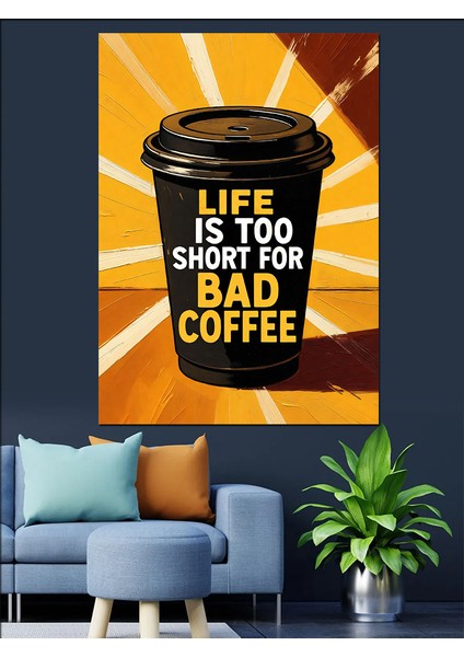 Siyah Kahve Reklam Afişi Dekoratif Kanvas - Mdf Ahşap Tablo indirimleri