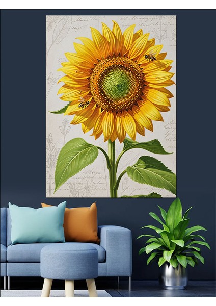 Büyük Ayçiçeği Sarı Çiçek Dekoratif Kanvas - Mdf Ahşap Tablo modelleri