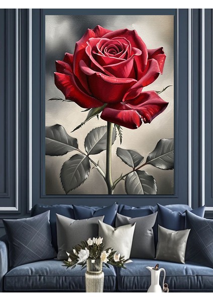 Kırmızı Gül Siyah Beyaz Dekoratif Kanvas - Mdf Ahşap Tablo fırsatları