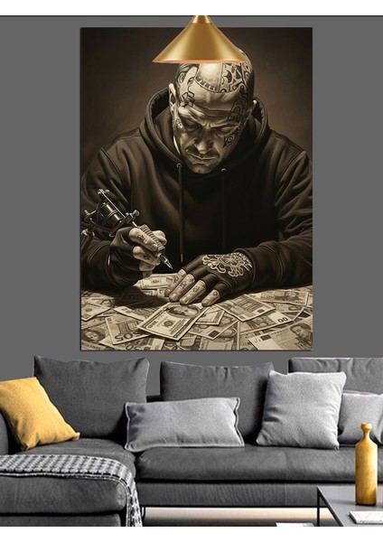Dövmeci Adam Dekoratif Kanvas - Mdf Ahşap Tablo modelleri