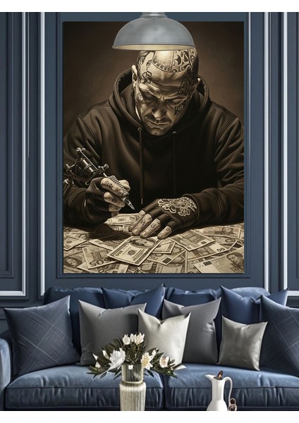 Dövmeci Adam Dekoratif Kanvas - Mdf Ahşap Tablo fırsatları