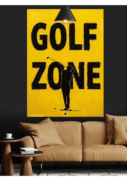 Golf Sahası Sarı Siyah Dekoratif Kanvas - Mdf Ahşap Tablo modelleri