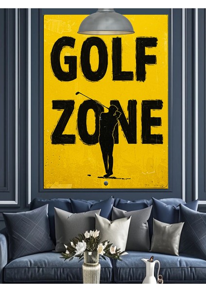 Golf Sahası Sarı Siyah Dekoratif Kanvas - Mdf Ahşap Tablo indirimleri