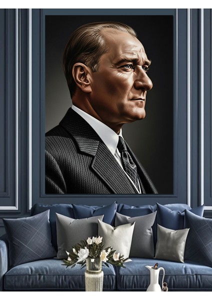 Türkiye Cumhuriyeti Kurucusu Atatürk Dekoratif Kanvas - Mdf Ahşap Tablo