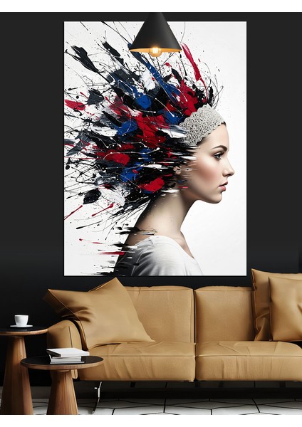 Soyut Kadın Portresi Sıçramalar Dekoratif Kanvas - Mdf Ahşap Tablo modelleri