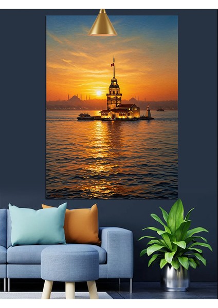 Istanbul Kız Kulesi Deniz Dekoratif Kanvas - Mdf Ahşap Tablo modelleri