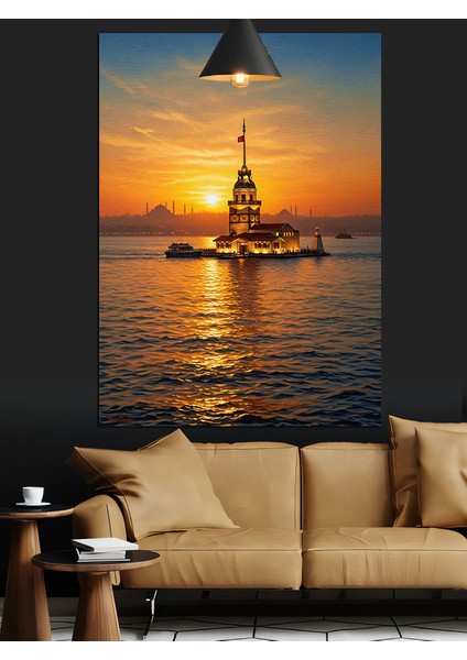 Istanbul Kız Kulesi Deniz Dekoratif Kanvas - Mdf Ahşap Tablo fırsatları