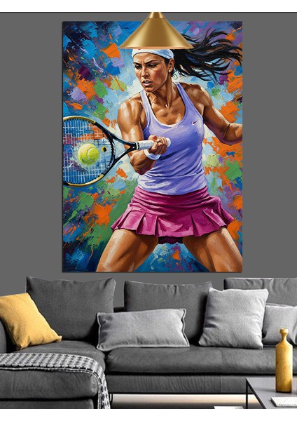 Tenis Oynayan Kadın Sporcu Dekoratif Kanvas - Mdf Ahşap Tablo modelleri