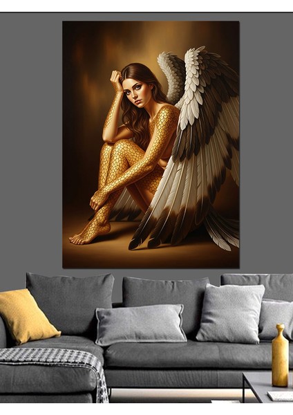 Melek Kanatları Işık Saçıyor Dekoratif Kanvas - Mdf Ahşap Tablo