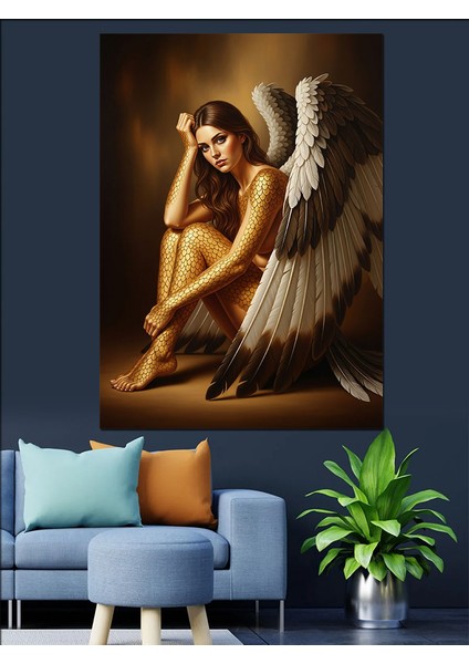 Melek Kanatları Işık Saçıyor Dekoratif Kanvas - Mdf Ahşap Tablo modelleri