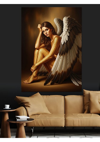 Melek Kanatları Işık Saçıyor Dekoratif Kanvas - Mdf Ahşap Tablo fırsatları
