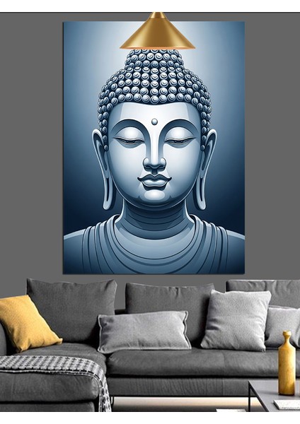 Budha Heykeli Portresi Dekoratif Kanvas - Mdf Ahşap Tablo