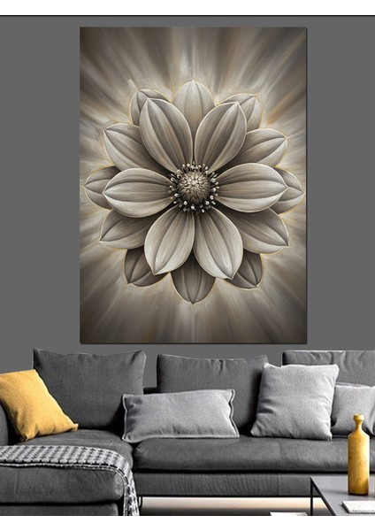 Beyaz Gümüş Çiçek Sanatı Dekoratif Kanvas - Mdf Ahşap Tablo modelleri