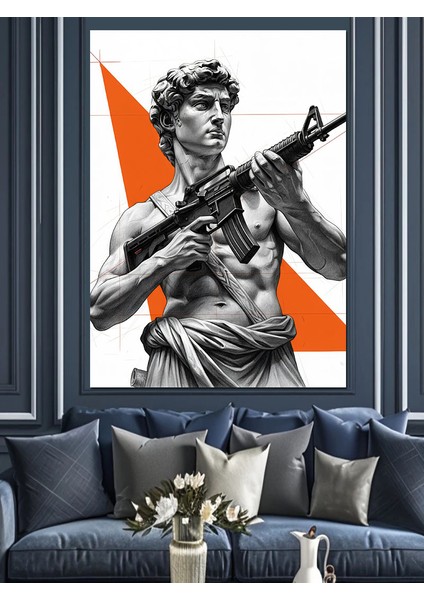 Antik Heykel Erkek Figürü Dekoratif Kanvas - Mdf Ahşap Tablo fiyatları