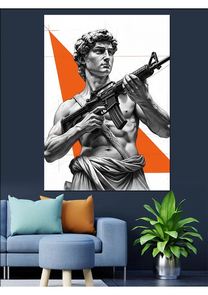 Antik Heykel Erkek Figürü Dekoratif Kanvas - Mdf Ahşap Tablo modelleri