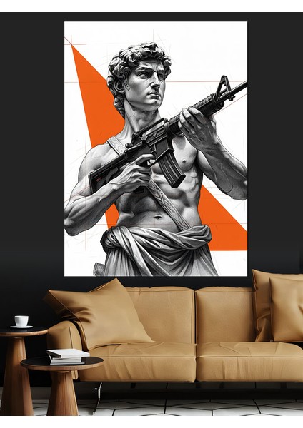 Antik Heykel Erkek Figürü Dekoratif Kanvas - Mdf Ahşap Tablo fırsatları