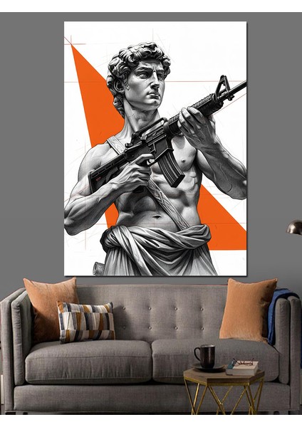 Antik Heykel Erkek Figürü Dekoratif Kanvas - Mdf Ahşap Tablo indirimleri