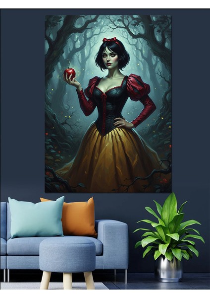 Kırmızı Elbiseli Pamuk Prenses Dekoratif Kanvas - Mdf Ahşap Tablo fiyatları