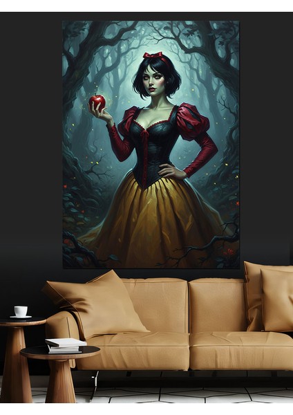 Kırmızı Elbiseli Pamuk Prenses Dekoratif Kanvas - Mdf Ahşap Tablo modelleri