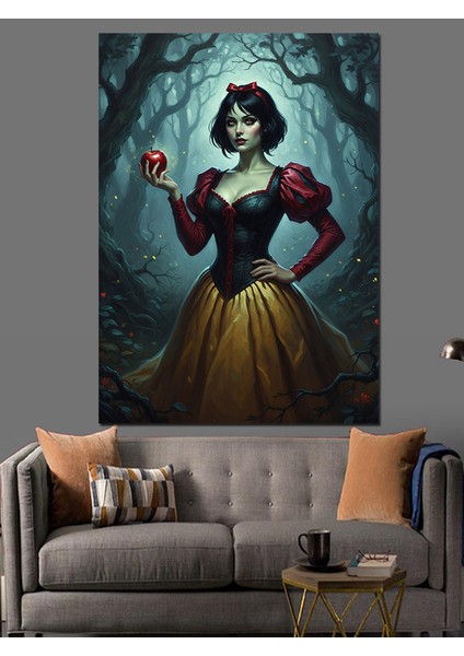 Kırmızı Elbiseli Pamuk Prenses Dekoratif Kanvas - Mdf Ahşap Tablo fırsatları