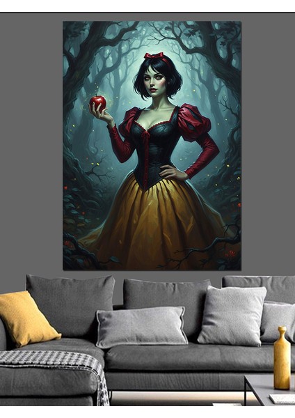 Kırmızı Elbiseli Pamuk Prenses Dekoratif Kanvas - Mdf Ahşap Tablo indirimleri