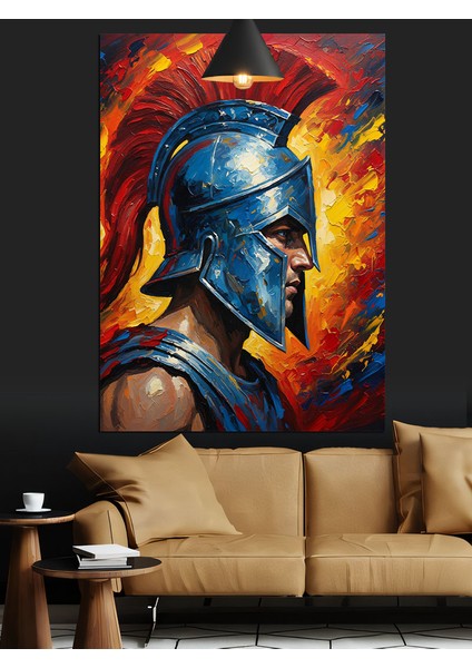 Mavi Zırhlı Eski Roma Savaşçısı Dekoratif Kanvas - Mdf Ahşap Tablo fiyatları
