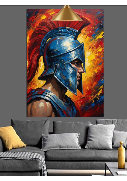 Mavi Zırhlı Eski Roma Savaşçısı Dekoratif Kanvas - Mdf Ahşap Tablo modelleri