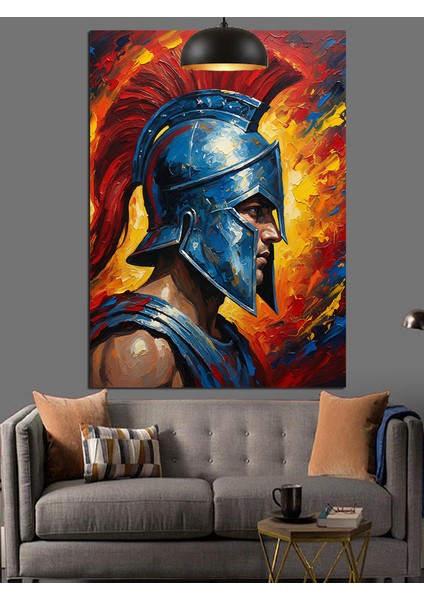 Mavi Zırhlı Eski Roma Savaşçısı Dekoratif Kanvas - Mdf Ahşap Tablo indirimleri